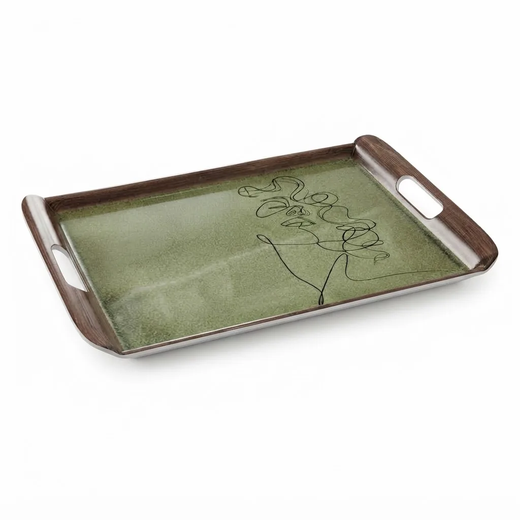 Sage Green with Wood-Effect Brown