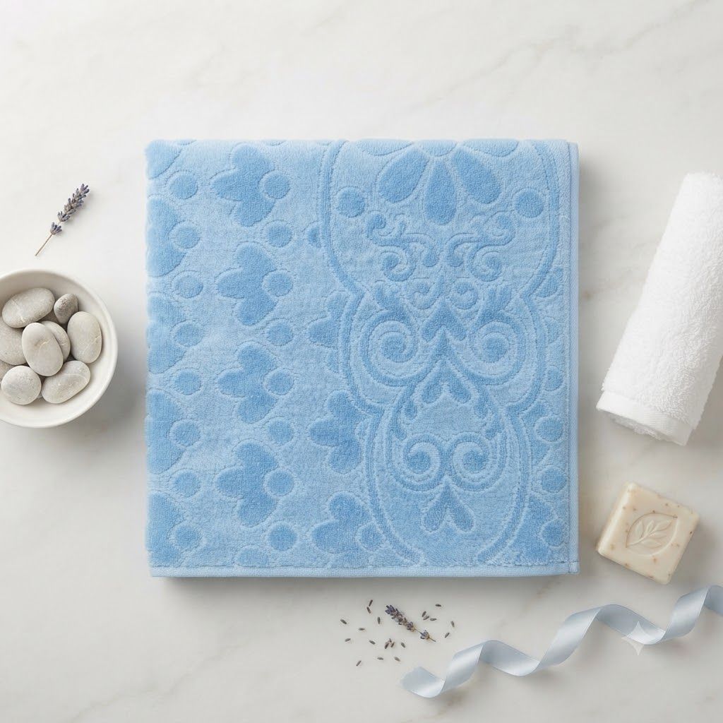 Light Blue with Floral Embossed Pattern