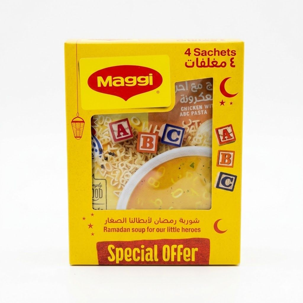 شوربة ماجي بالدجاج مع معكرونة ABC (4 أكياس)