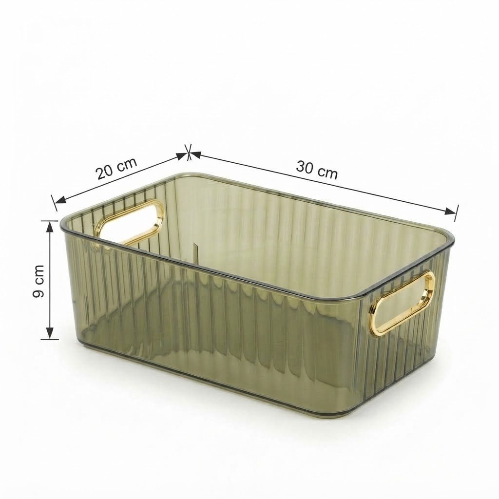 سلة تخزين بلاستيكية ملونة بمقابض ذات حواف ذهبية 2