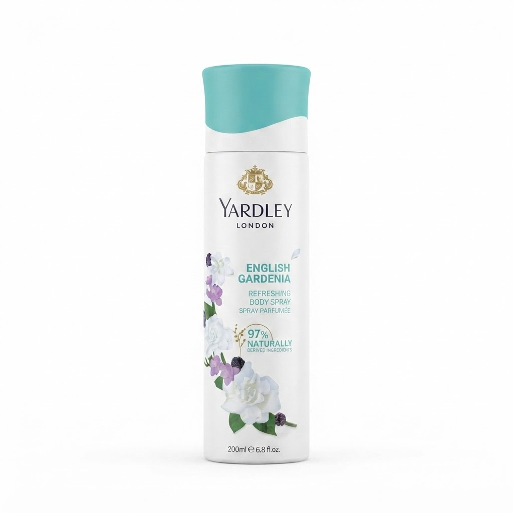 Yardley London English Gardenia Refreshing Body Spray – 200 ml (Vegan, Naturally Derived)