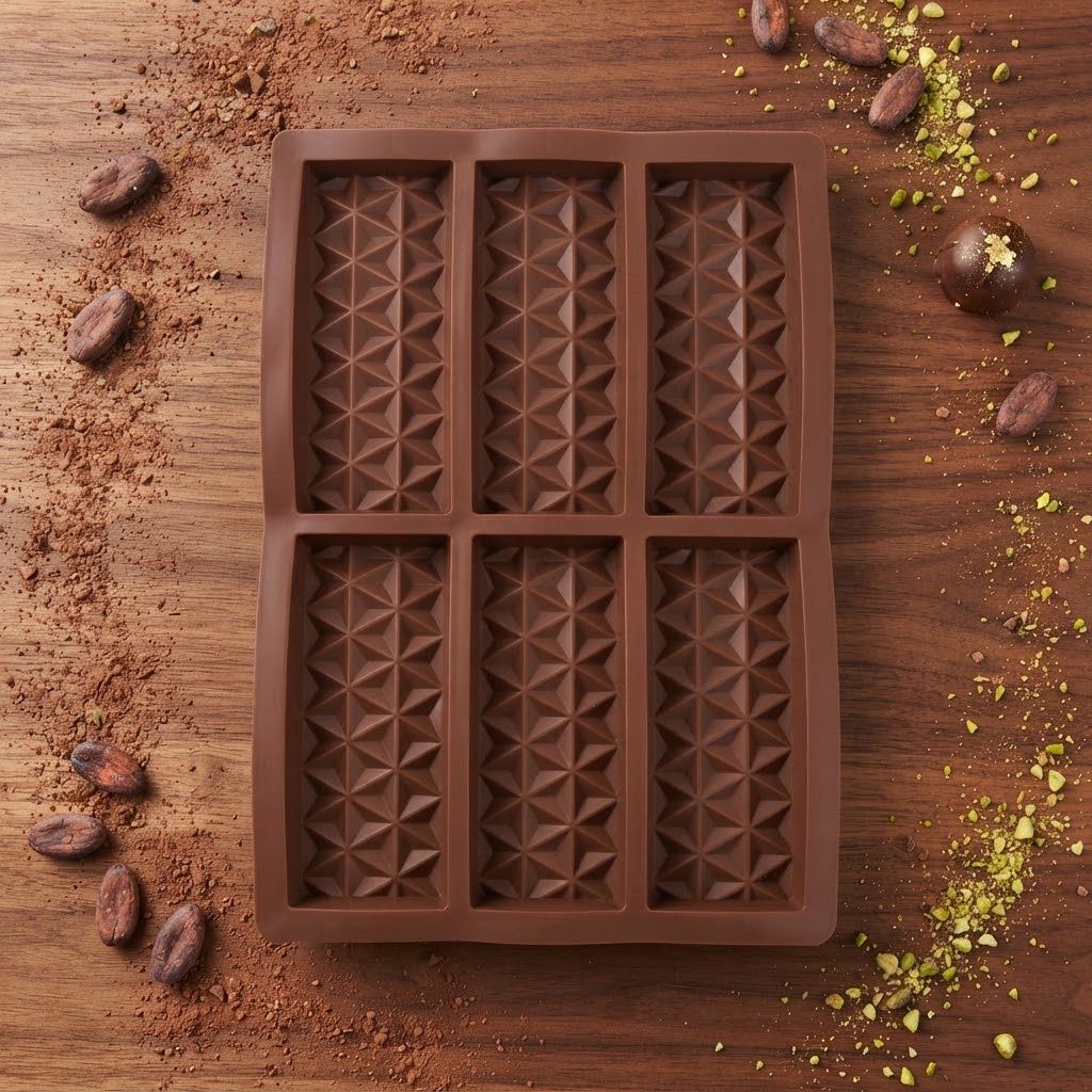 قالب سيليكون بـ 6 تجاويف بتصميم هندسي على شكل ماسة لصنع الشوكولاتة وألواح الحلوى 3