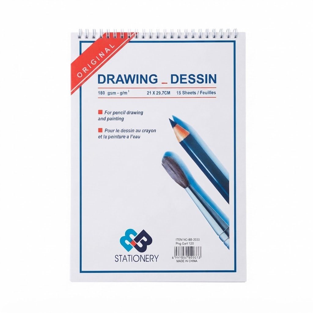 دفتر رسم حلزوني أصلي للرسم والتصميم - 15 ورقة (21 × 29.7 سم)