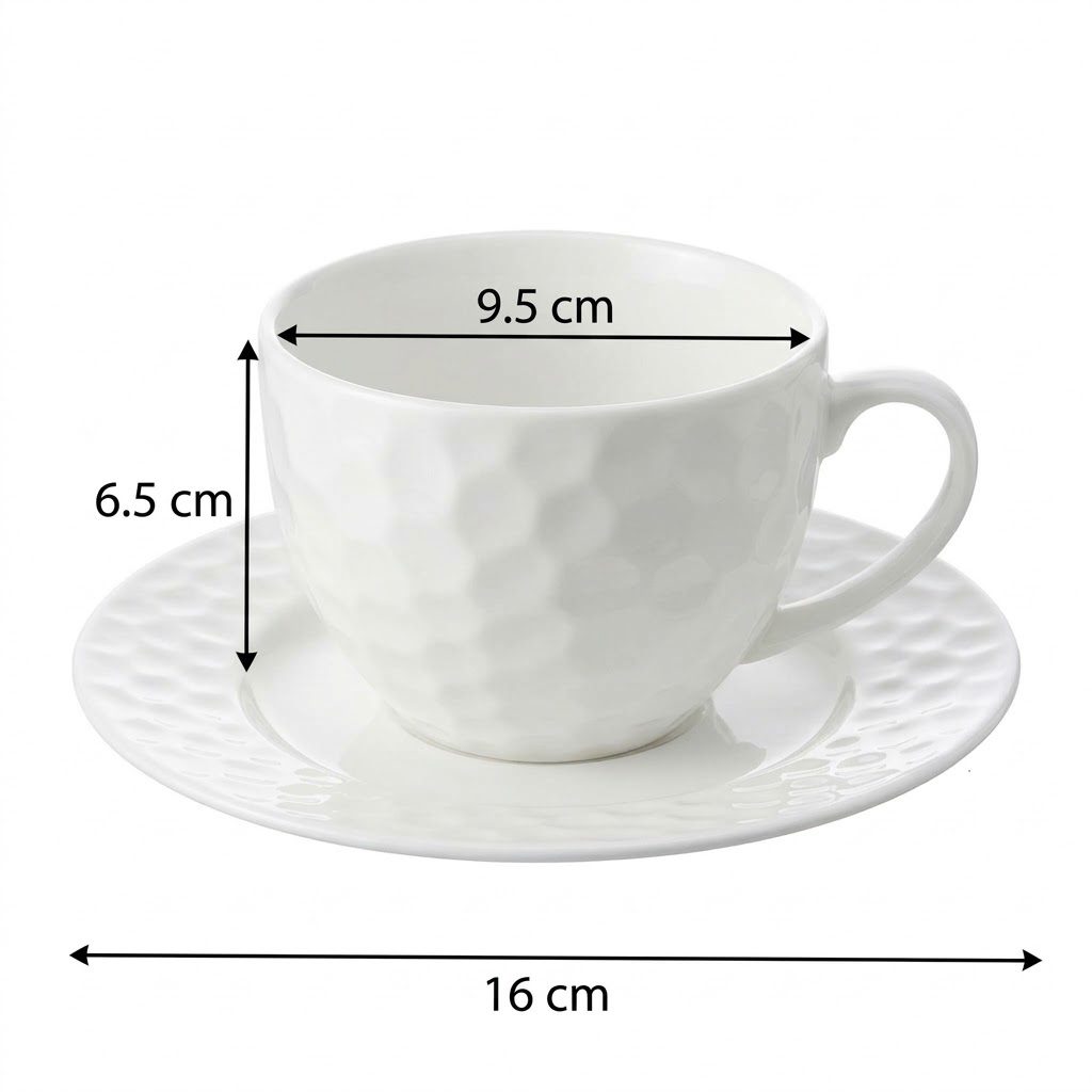 4-Piece White Ceramic Cup and Saucer Set 2