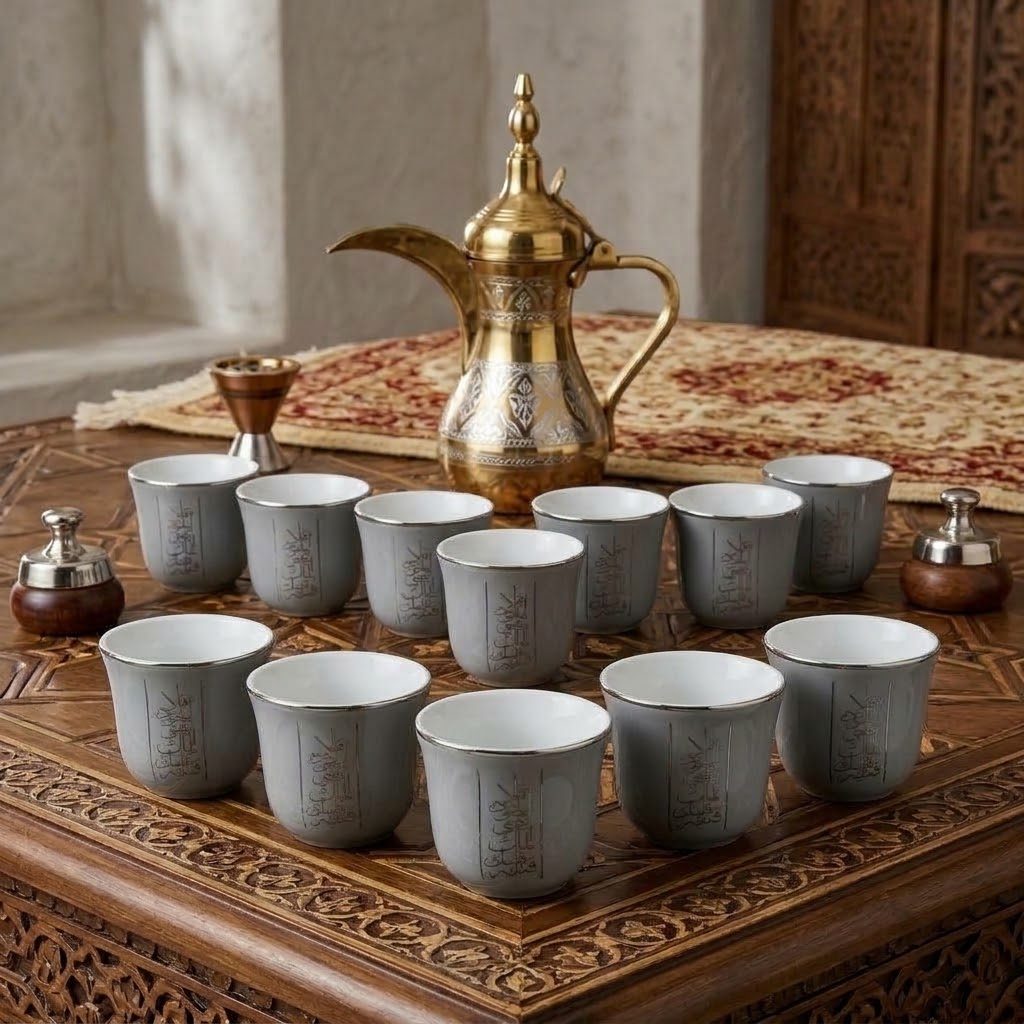 طقم فناجين قهوة عربية من السيراميك (مكون من 12 قطعة) 2