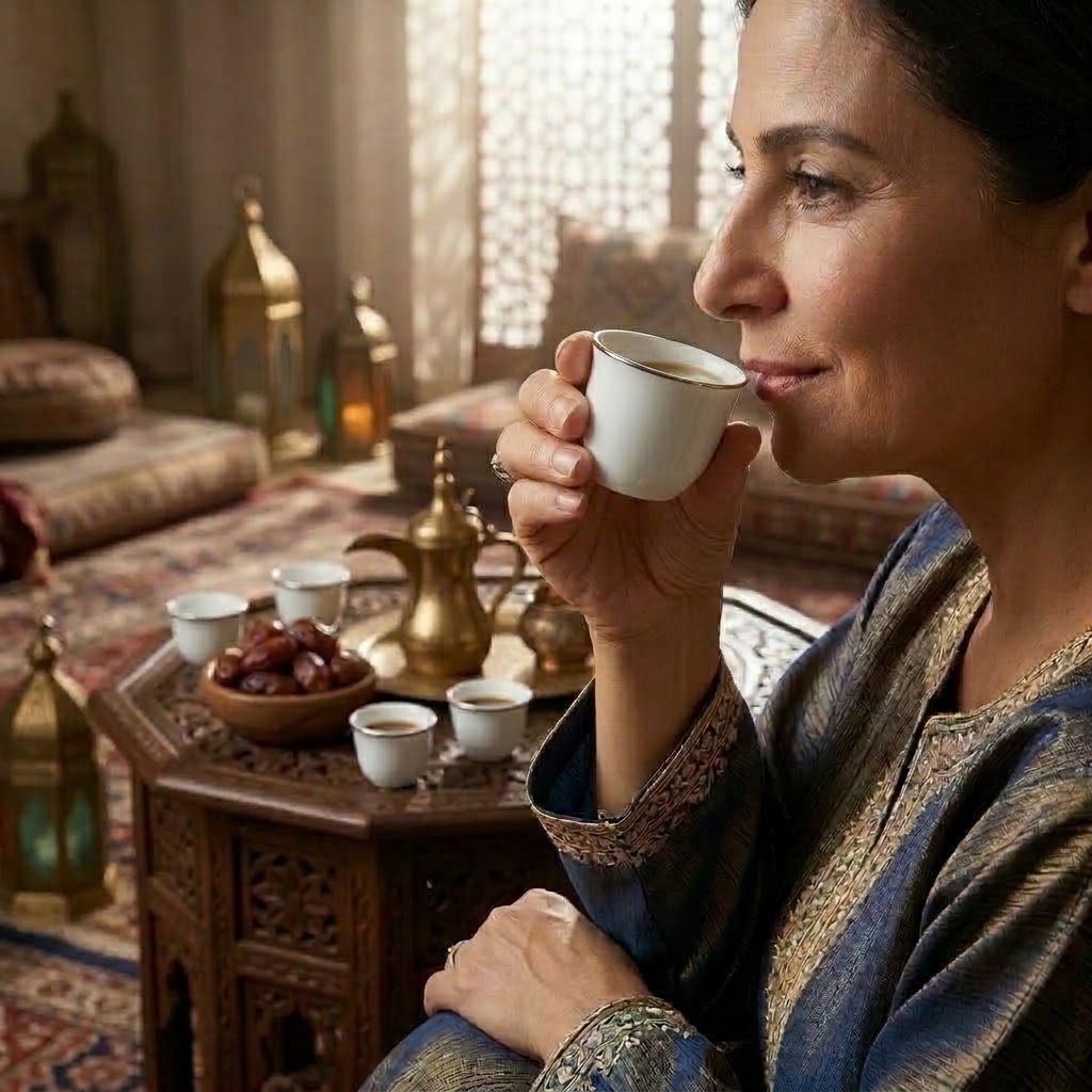 طقم فناجين قهوة عربية من السيراميك الأبيض بحواف فضية (علبة هدايا مكونة من 12 قطعة) 3