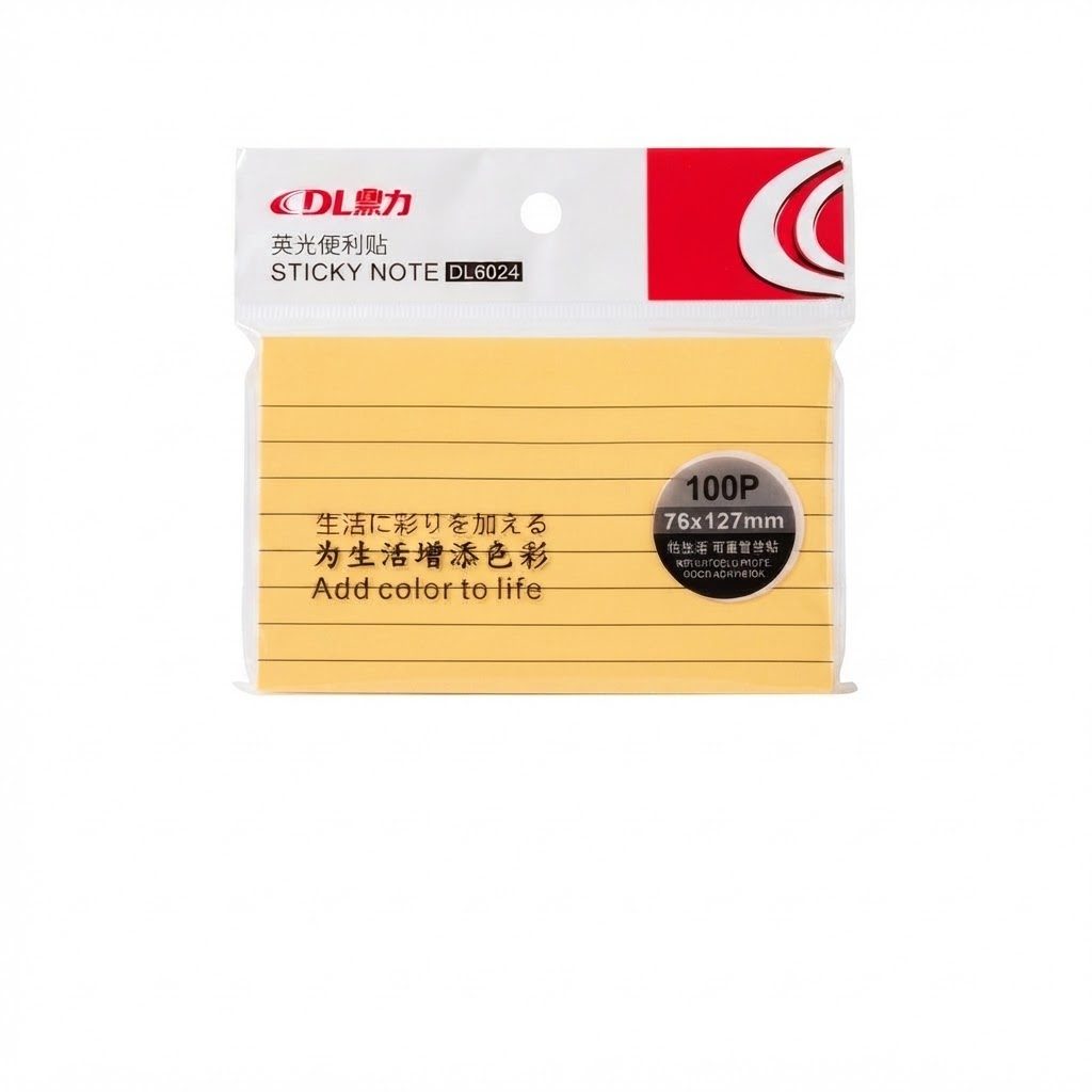 ملاحظات لاصقة مسطرة من DL Office - 100 ورقة، أصفر (DL6024 / BB-3257)