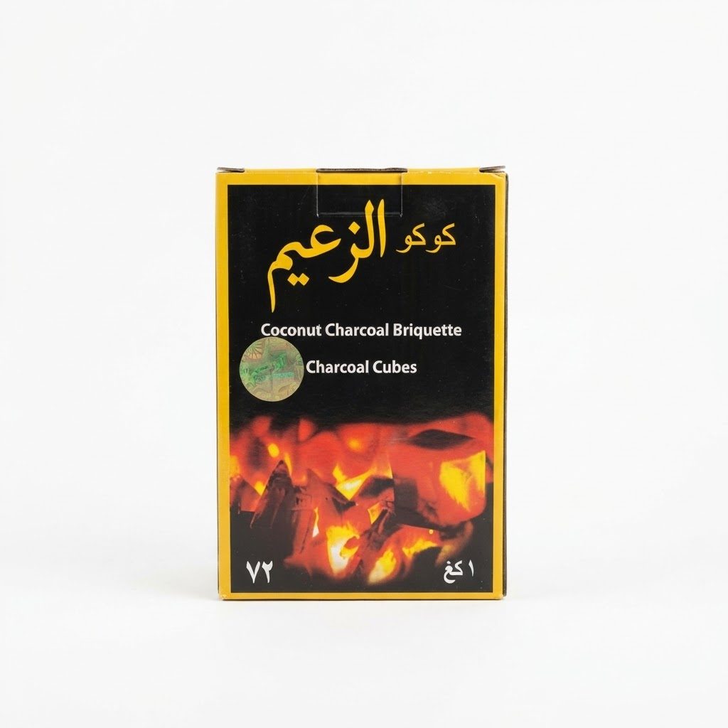 مكعبات فحم جوز الهند الطبيعي من "كوكو زعيم" (1 كجم - 72 قطعة) 2