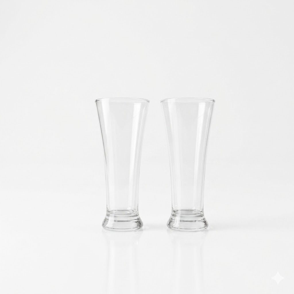 طقم فاخر من كوبين طويلين رفيعين للشرب - أكواب مشروبات أنيقة ذات حواف متسعة