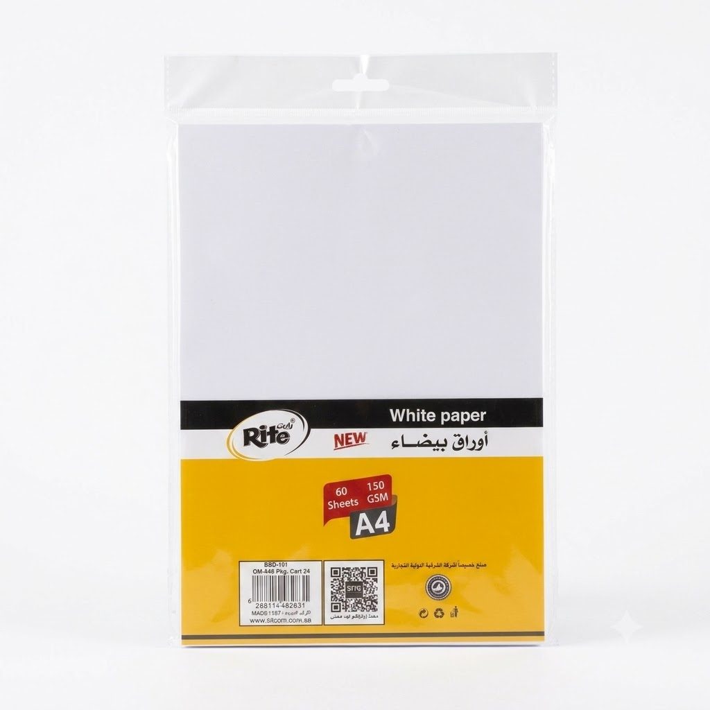 عبوة ورق أبيض من رايت A4 - 60 ورقة، 150 غرام/متر مربع