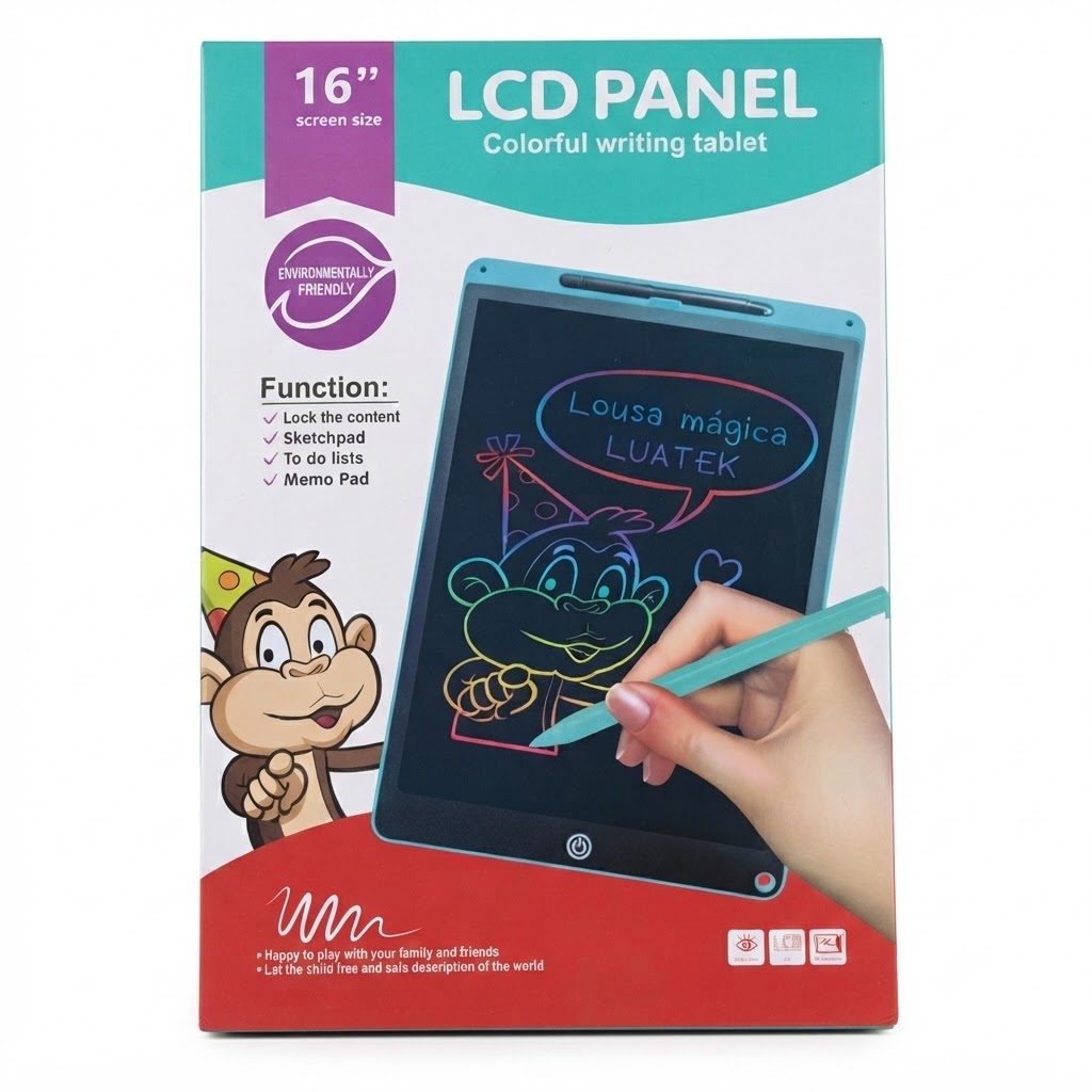 لوحة كتابة ملونة بشاشة LCD مقاس 16 بوصة - لوحة رسم ومذكرات إلكترونية رقمية للأطفال والكبار