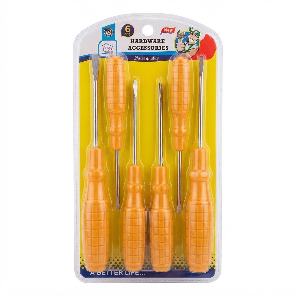 مجموعة مفكات براغي مكونة من 6 قطع بمقابض صفراء