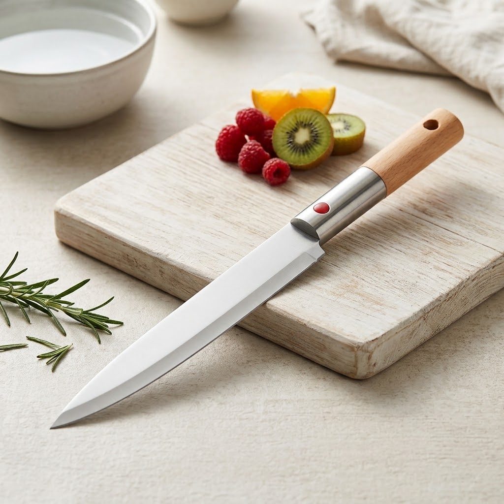 سكين "Priority Chef" متعددة الاستخدامات وللتقطيع من الفولاذ المقاوم للصدأ مع مقبض خشبي 2