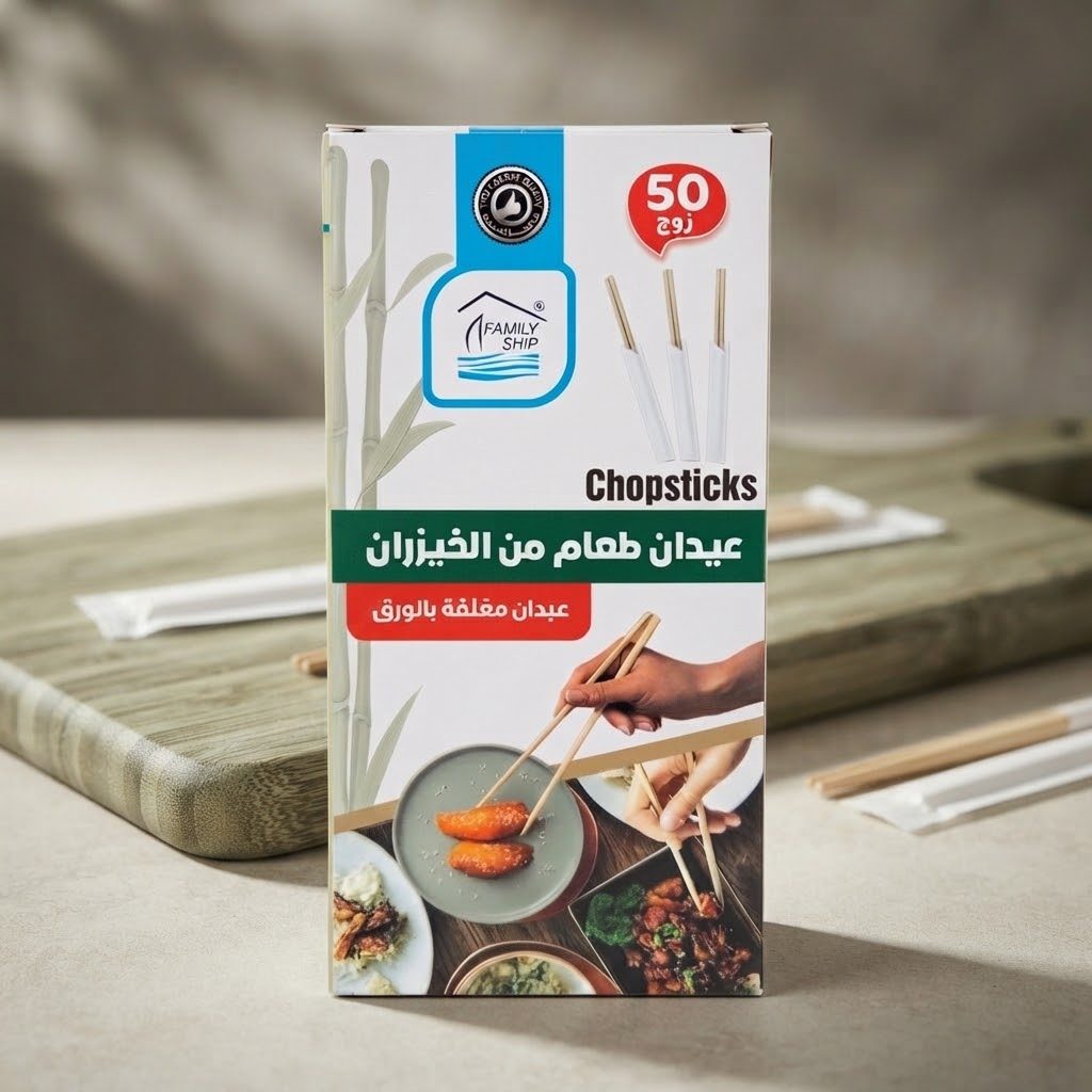أعواد طعام من الخيزران مغلفة بشكل فردي (50 زوجاً) 2