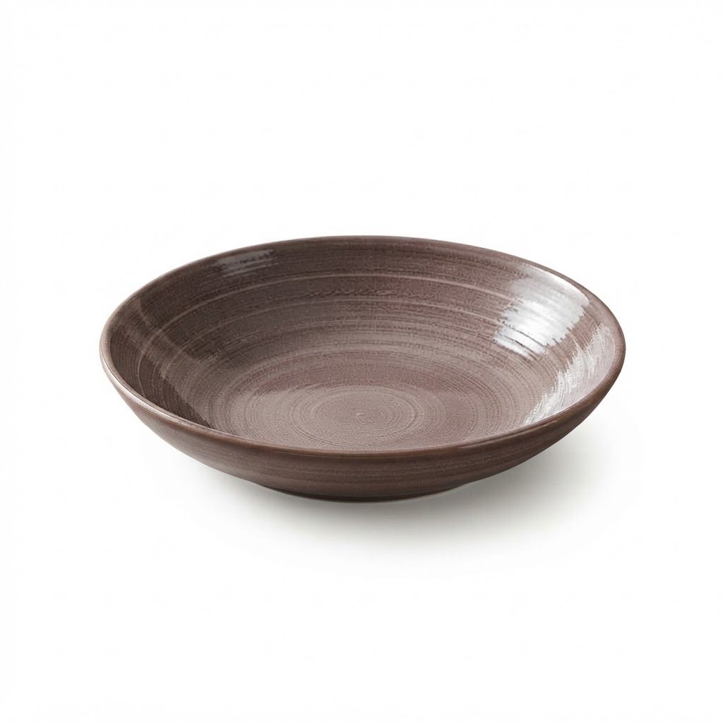 وعاء تقديم من السيراميك بطلاء ذي ملمس بارز، مقاس 25 سم، باللون الرمادي المائل للبني (Taupe)