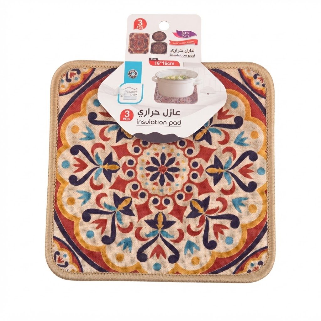 طقم قواعد ساخنة (ركائز) مزخرفة ومطبوعة مكون من 3 قطع - عازلة للحرارة 2