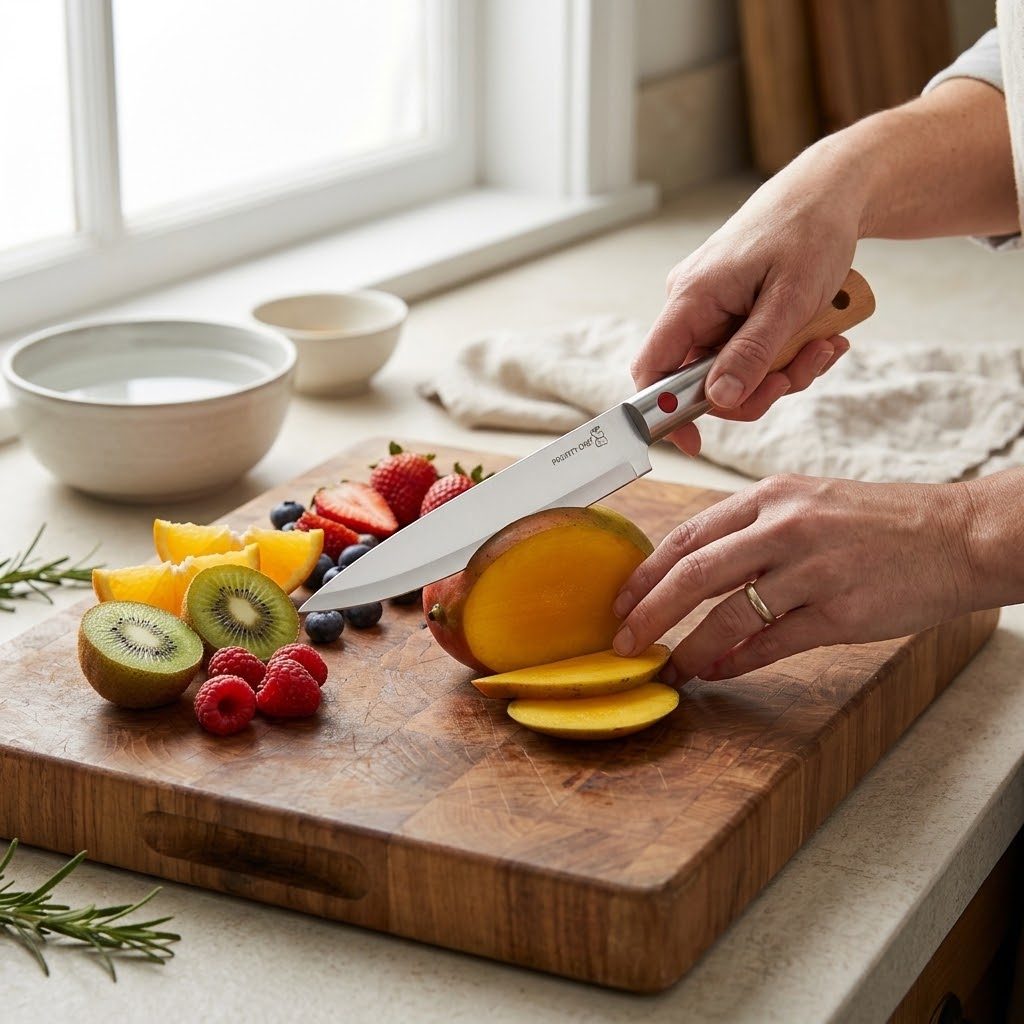 سكين "Priority Chef" متعددة الاستخدامات وللتقطيع من الفولاذ المقاوم للصدأ مع مقبض خشبي 3