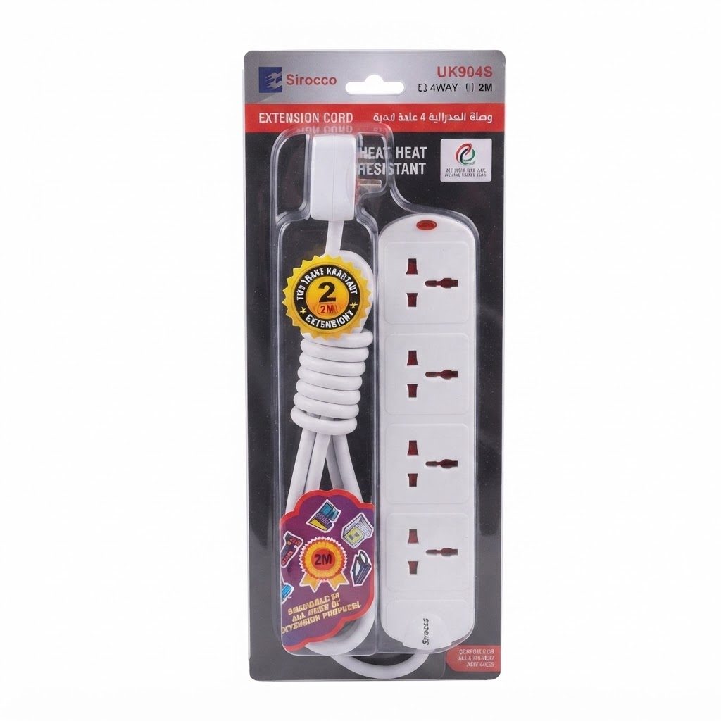 مقبس تمديد سيروكو رباعي الاتجاهات بطول 2 متر (موديل UK904S)