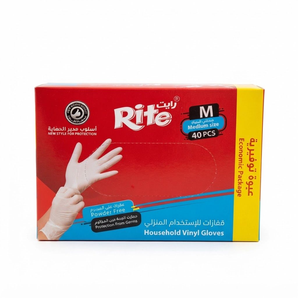 قفازات "رايت" (Rite) المنزلية من الفينيل - عبوة اقتصادية
