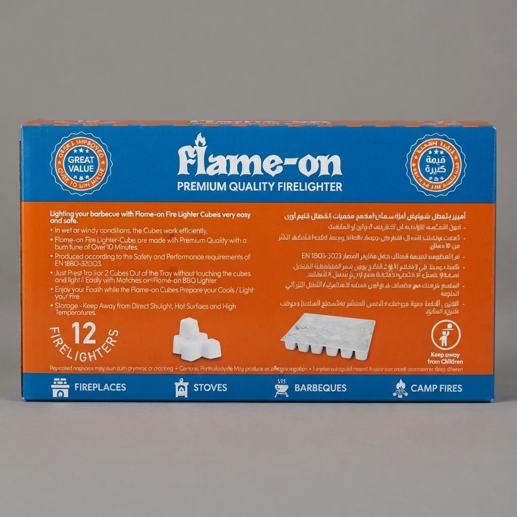 مكعبات إشعال النار "Flame-on" عالية الجودة (12 قطعة / 150 جم) 2