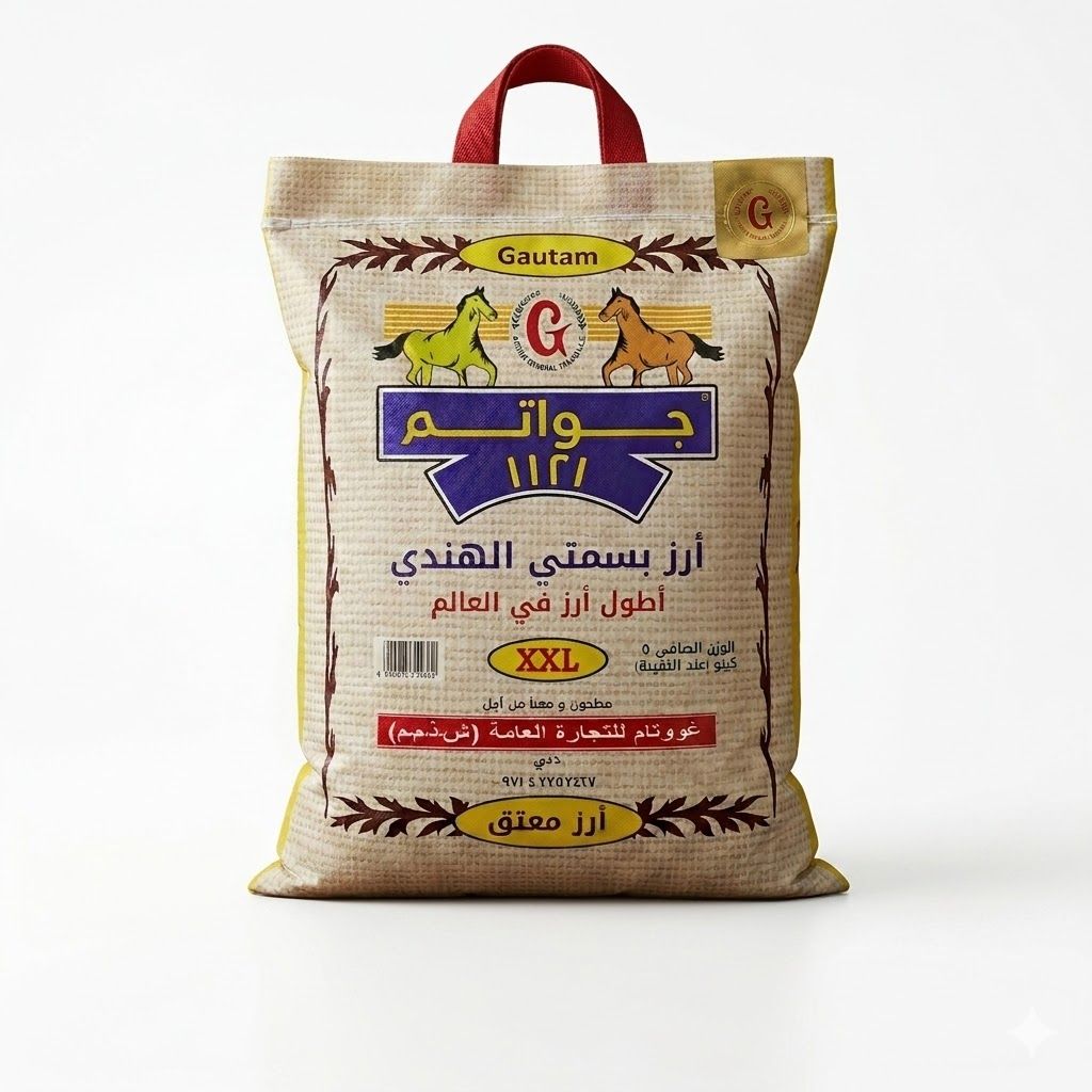 أرز غوتام 1121 XXL الهندي بسمتي - أرز فاخر طويل الحبة معتق، 5 كجم