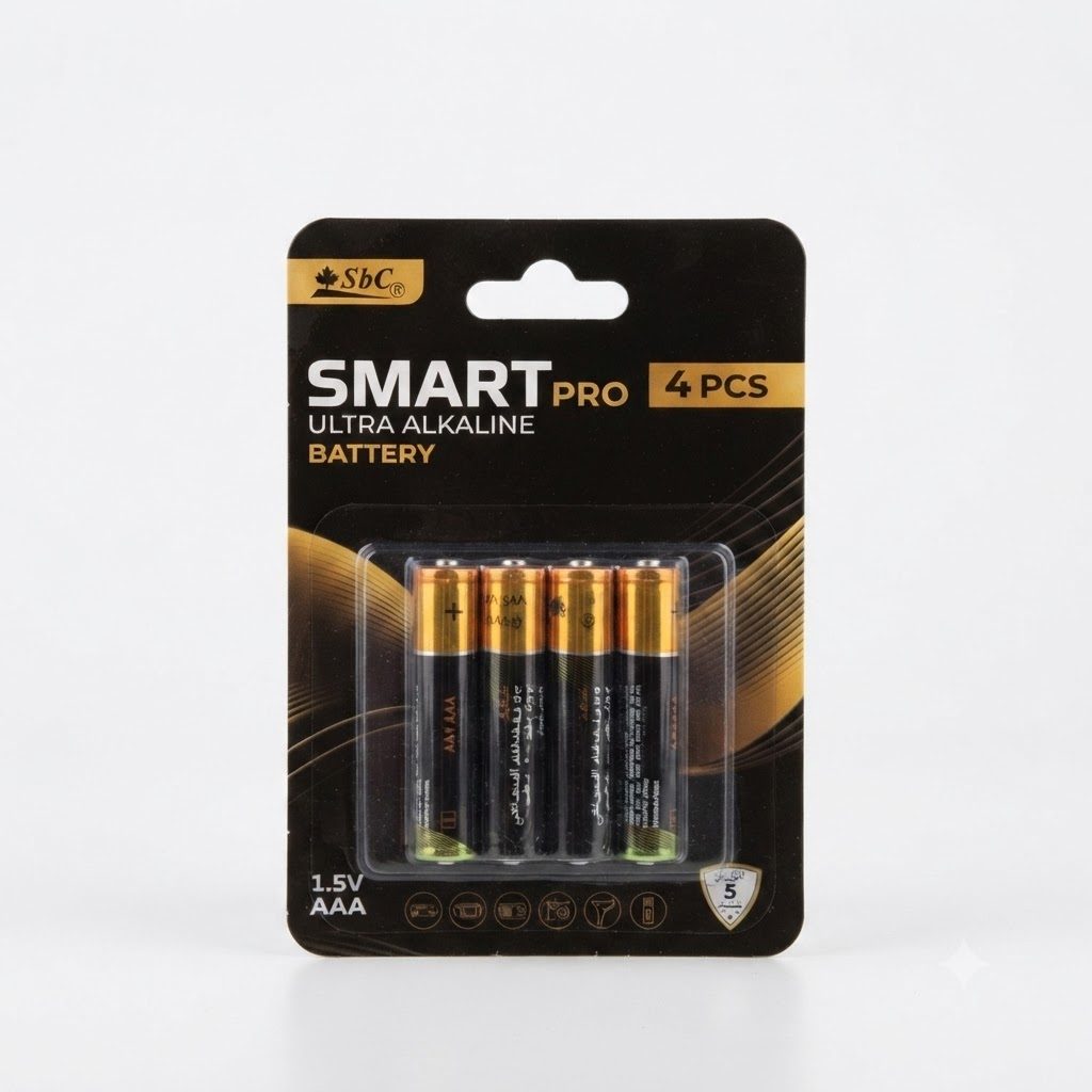 بطاريات SbC Smart Pro Ultra Alkaline AAA (عبوة من 4 بطاريات)