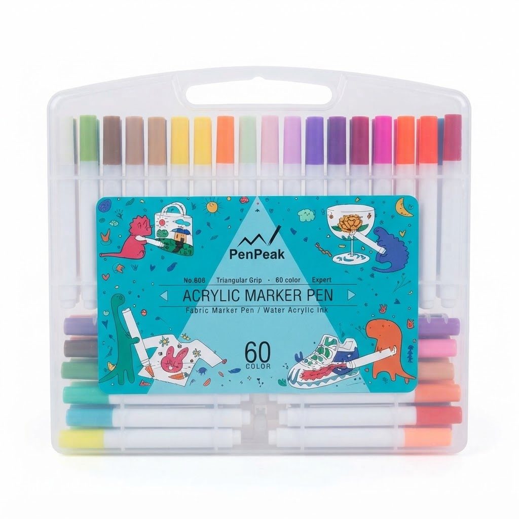 مجموعة أقلام تحديد أكريليك PenPeak ذات 60 لونًا (مقبض مثلث)