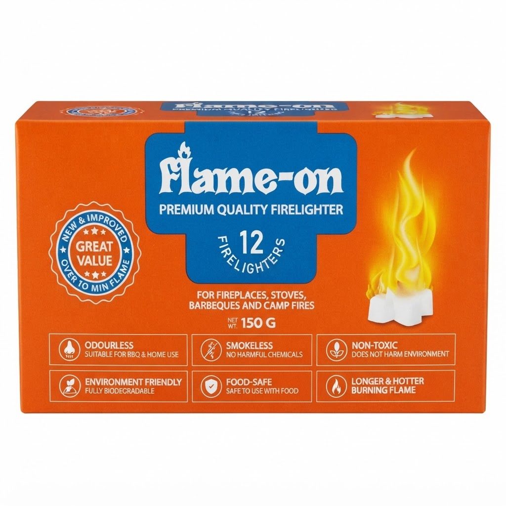 مكعبات إشعال النار "Flame-on" عالية الجودة (12 قطعة / 150 جم)