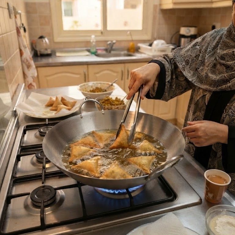 مقلاة "ووك" عميقة احترافية شديدة التحمل من الفولاذ المقاوم للصدأ ومزودة بمقبضين حلقيين 4
