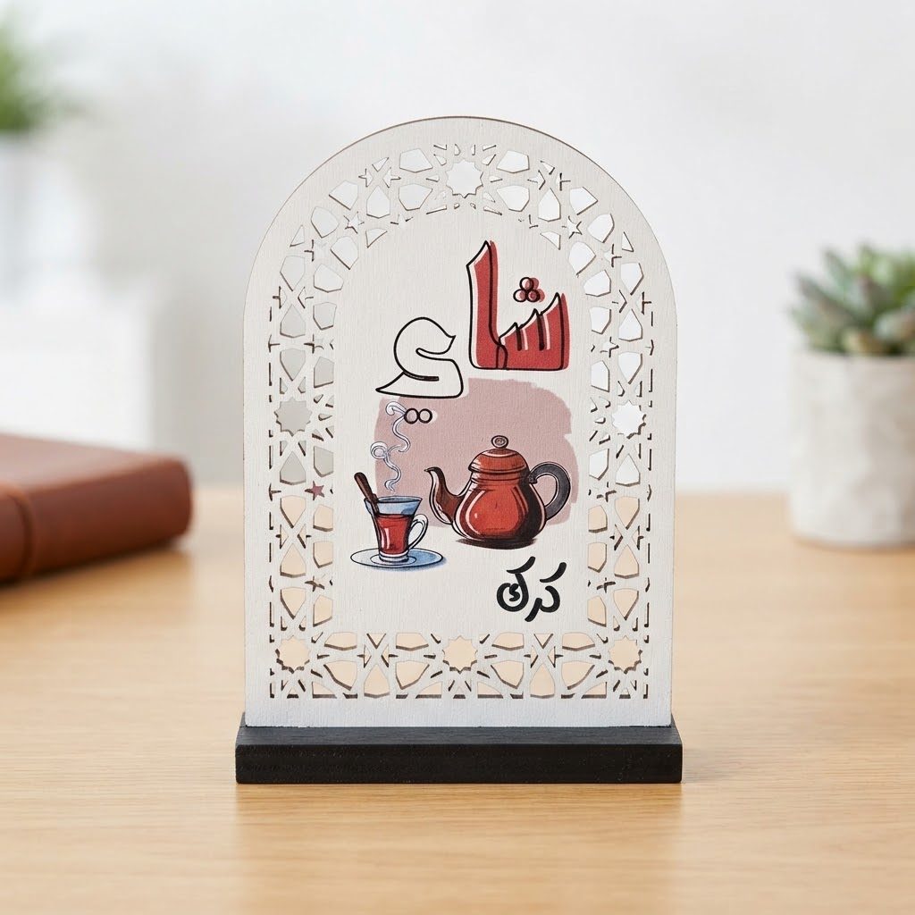 حامل صغير يوضع على الطاولة بطابع الشاي العربي للزينة 3