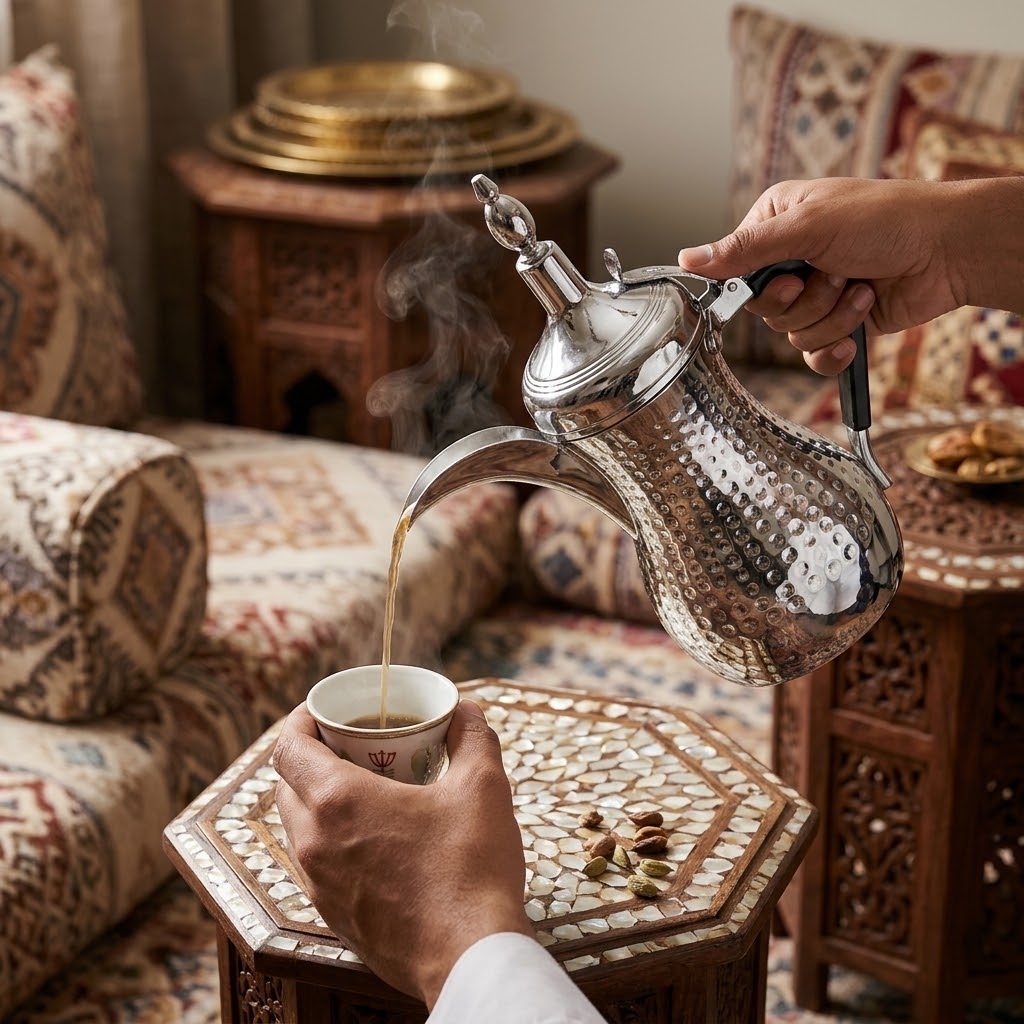 ماكينة تحضير القهوة العربية (دلة) من AFCO – طقم إبريق قهوة أوتوماتيكي سعة 1 لتر مصنوع من الفولاذ المقاوم للصدأ 4