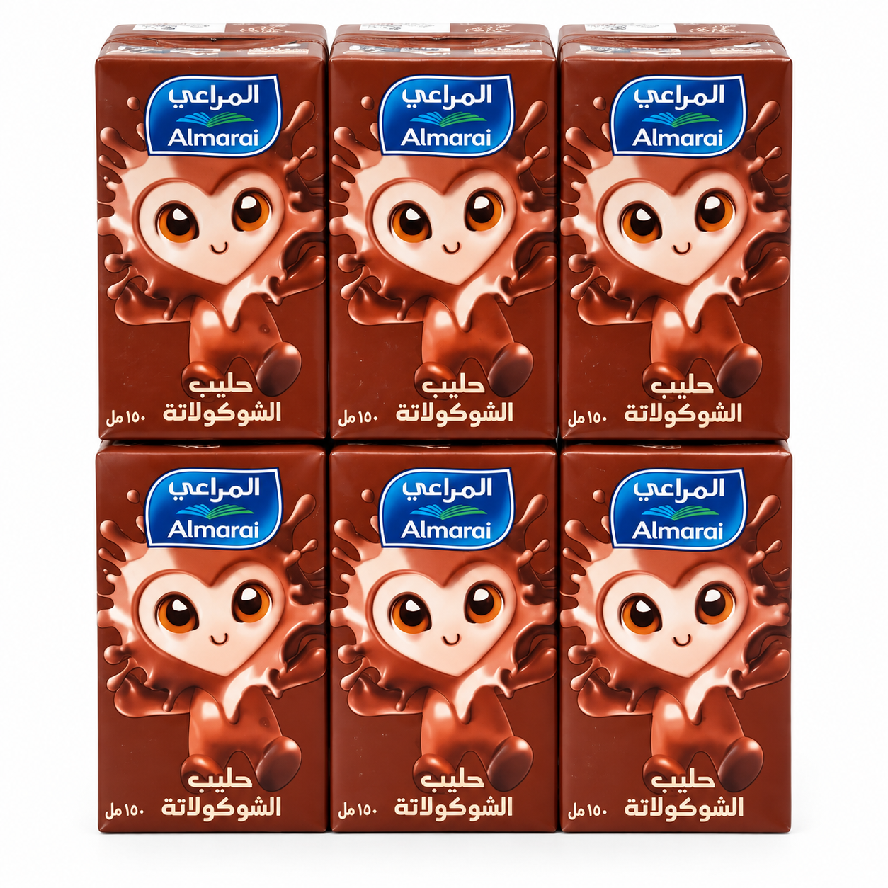 حليب بنكهة الشوكولاتة من المراعي، 6 عبوات × 150 مل