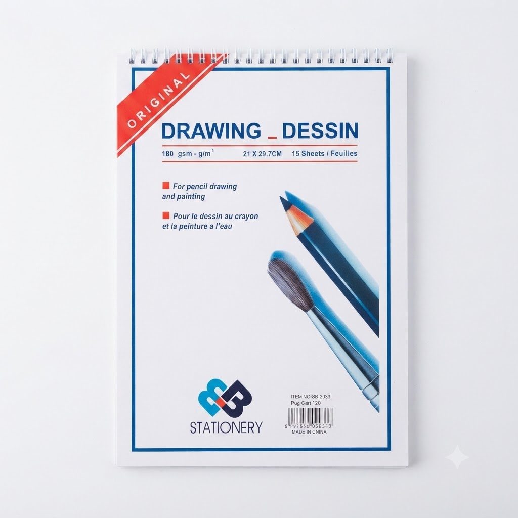 دفتر رسم حلزوني أصلي للرسم والتصميم - 15 ورقة (21 × 29.7 سم)