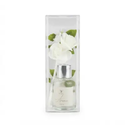 طقم موزع العطر بأعواد الروطان برائحة الياسمين – موزع عطر منزلي مزخرف بأعواد على شكل زهور