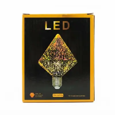 مصباح LED مزخرف بقاعدة E27 وشكل ماسي ثلاثي الأبعاد