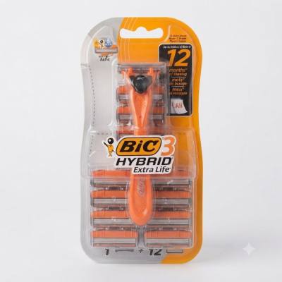 نظام شفرات الحلاقة BIC 3 Hybrid Extra Life - 12 مجموعة عبوات قابلة للتغيير