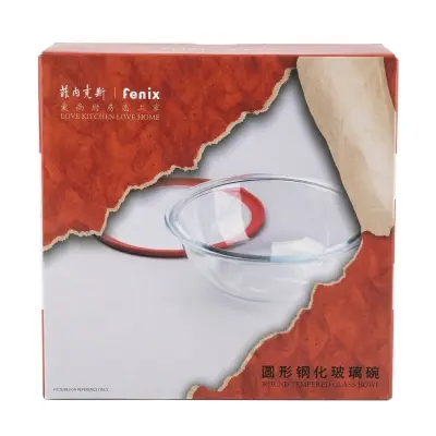 وعاء زجاجي دائري من زجاج البوروسيليكات المقوى من فينيكس بسعة 1.3 لتر مع غطاء أحمر الحافة محكم الإغلاق