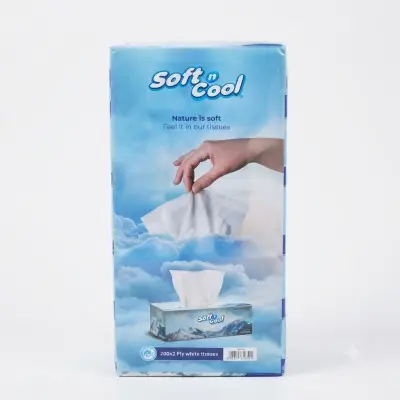 مناديل وجه بيضاء ناعمة وباردة (200 منديل × طبقتين)