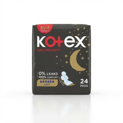 فوط صحية ليلية من كوتكس ماكسي بروتكت مزودة بأجنحة (24 فوطة)
