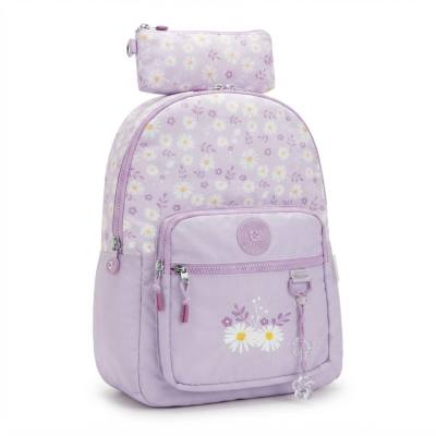 طقم حقيبة ظهر مدرسية من Pause Floral Daisy مقاس 18 بوصة مع حقيبة صغيرة متناسقة