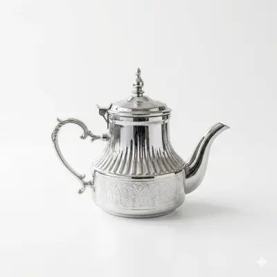 غلاية من الفولاذ المقاوم للصدأ مطلية بالكروم سعة 0.8 لتر - إبريق شاي وقهوة بتصميم كلاسيكي