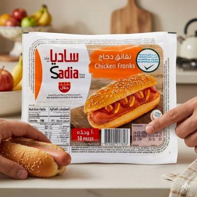 نقانق دجاج مجمدة من ساديا - 10 قطع (عبوة من 10 قطع)