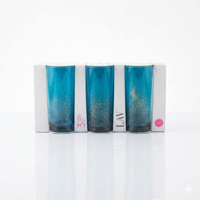 طقم أكواب LAV Coral Liberty ثلاثي القطع - أكواب شرب لامعة متدرجة اللون باللون الأزرق المخضر
