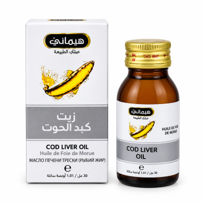 زيت كبد سمك القد الطبيعي من هيماني لايف – 30 مل (1.01 أونصة سائلة)
