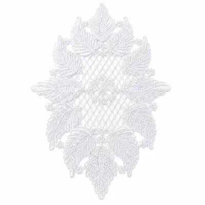 مفرش طاولة/حصيرة أنيقة مزينة بالدانتيل الأبيض الزهري (30 × 45 سم)
