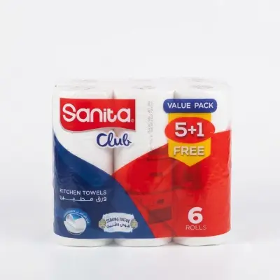 مناشف مطبخ سانيتا كلوب (6 لفات)