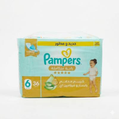 حفاضات بامبرز للعناية الكاملة للأطفال، مقاس 6 (13+ كجم) - 36 حفاضة