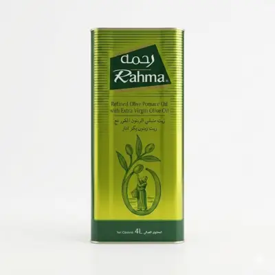 زيت ثفل الزيتون المكرر من رحمة مع زيت الزيتون البكر الممتاز 4 لتر