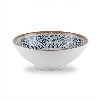 وعاء تقديم عميق من الميلامين بطراز عتيق وتشطيب متصدع (Crackle Glaze)