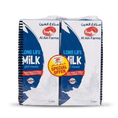 حليب كامل الدسم طويل الأجل من مزارع العين - 4 × 1 لتر